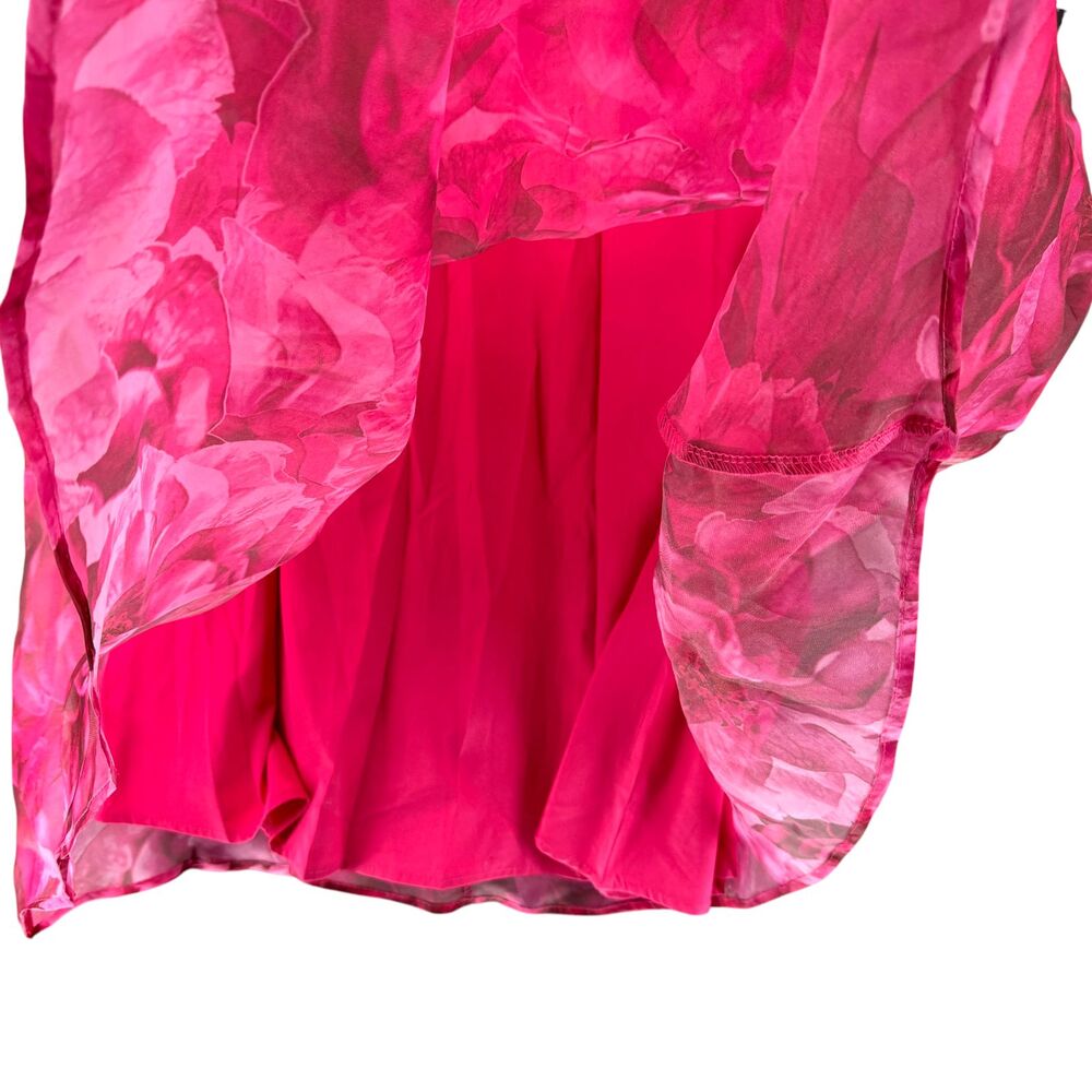 Lulus Floral Midi Dress XS Pink Organza Lace Up Back Lined Sleeveless Party EUC - Picture 5 of 12